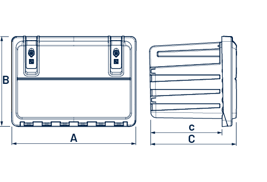 Mother Trucker tehniskais zīmējums ar izmēriem A, B un C-C